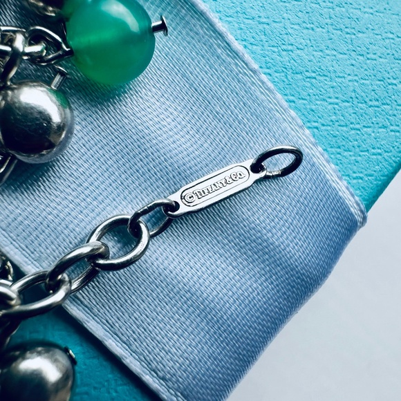 RARE Tiffany & Co Chrysoprase, Moonstone, Bead Bracelet, 6.9" - Picture 10 of 12